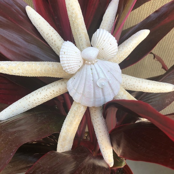 NEW! White Angel Wing Starfish Beach Coastal CHRISTMAS TREE STAR - Picture 1 of 6